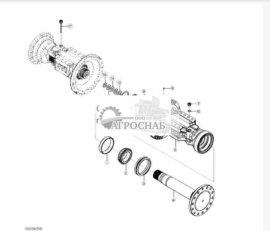 YZ121799 Вал и картер моста 